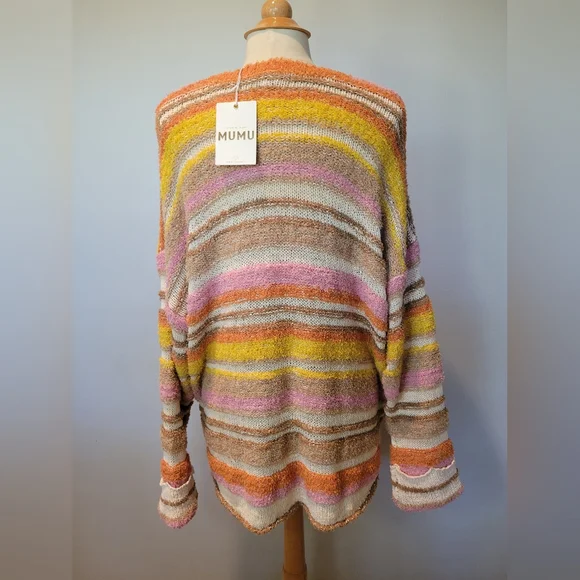 NWOT! Show Me Your Mumu Sue Cuffed Sweater Fall Striped Knit SZ M - Picture 6 of 13